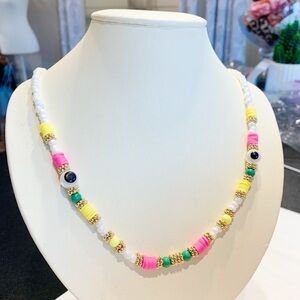 Multi color Beaded evil eye Necklace